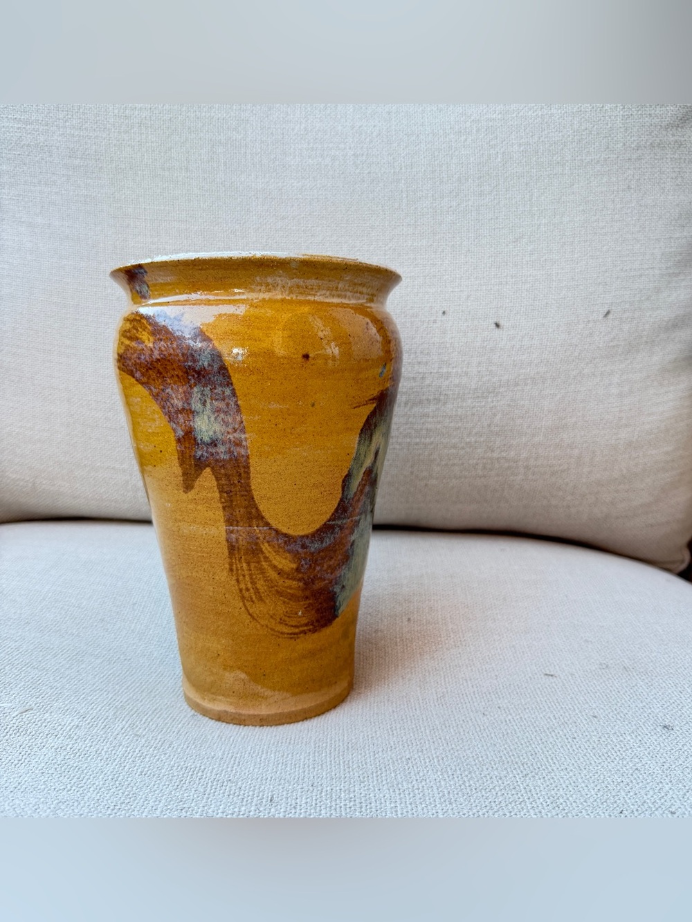 Vintage 1977 D. Jackson Signed Studio Pottery Vase Abstract Glaze 9”